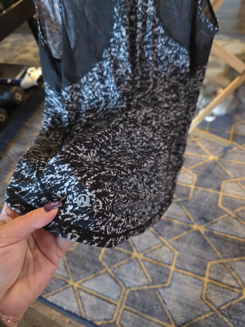 lululemon athletica Black and White Printed Tank Top